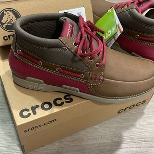 Crocs Beach line Boat Chukka Hazelnut Brick Red Men’s Shoes Sz 10 NWT